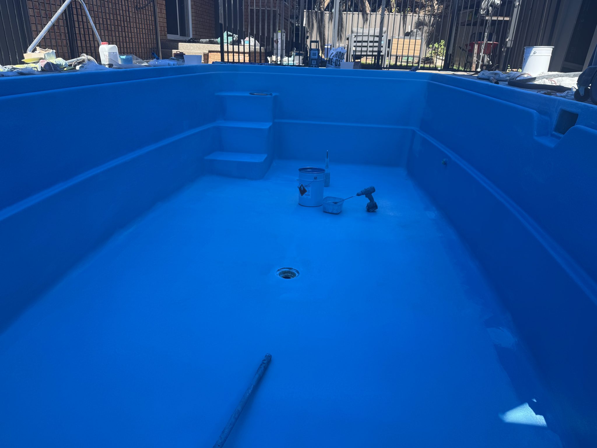 Fresh blue coat rolled through the whole pool shell